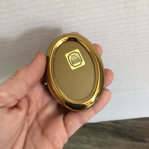 Vtg Solid Brass Miniature Oval Frame - Picture 11 of 11
